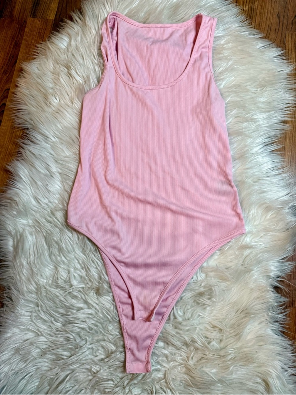 SHEIN Pink Ribbed Tank Bodysuit
